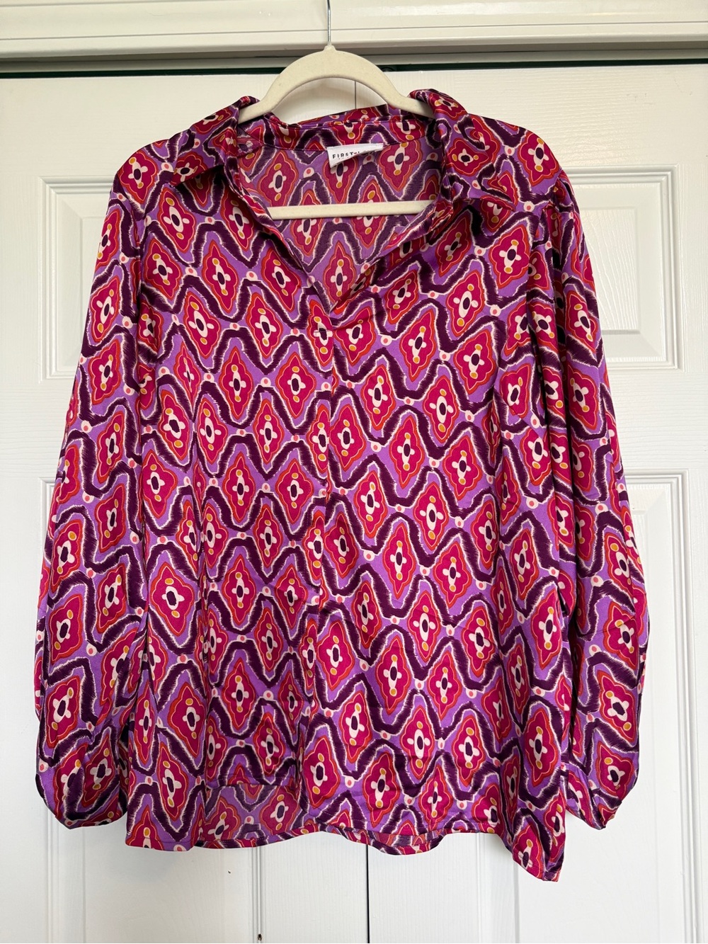 First Love Women's Vibrant Pink Geometric Blouse - Unknown Brand